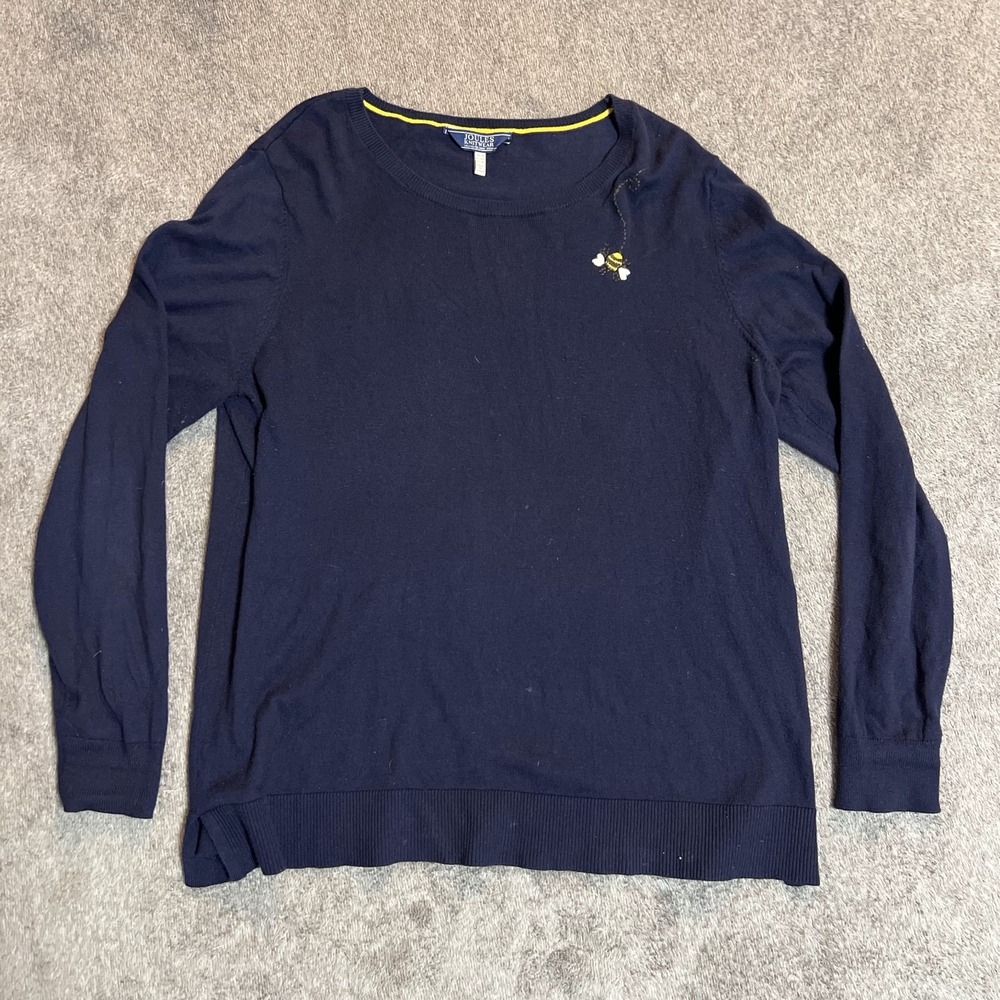 Women's Joules Navy Blue Embroidered Bumble Bee Sweater‎ Knitwear Size US 14